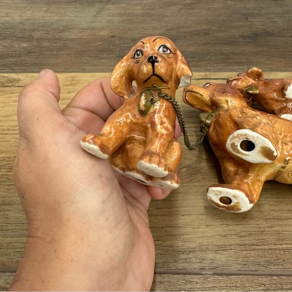 Vintage Ceramic Cocker Spaniel Mother Doggy With Chain Leashed Puppies Figurine - Picture 6 of 7